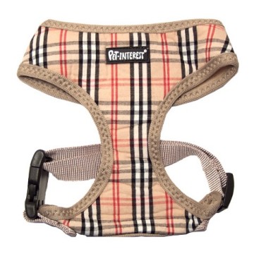 PET INTEREST MESH HARNESS CHECKED BR T/C XS