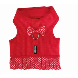 PET INTEREST MESH HARNESS RED & SKIRT DOTS L