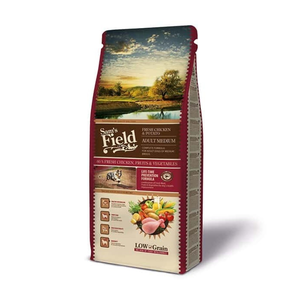 Sam’s Field Low Grain – Adult Medium Κοτόπουλο & Πατάτα 13+2kg